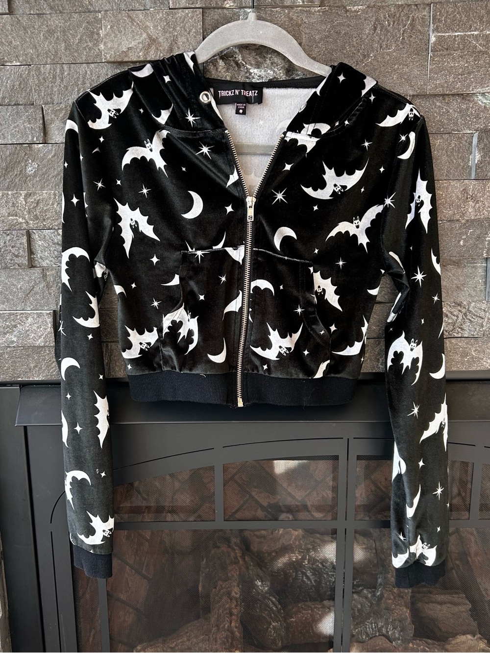 Trickz N Treatz by Dolls Kill “Bat Behavior” Velvet Track Jacket